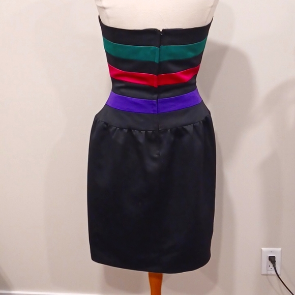 Victor Costa Strapless Satin Retro Striped Cocktail Dress NEW- Sz. 10 - Picture 2 of 9
